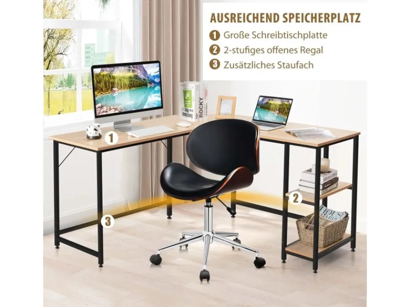 Costway L-förmiger Schreibtisch Homeoffice Schreibtisch