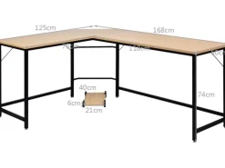 Tische^Costway Schreibtisch L-Form 168 x 125 x 74 cm