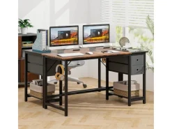 Costway Schreibtisch mit 2 Schubladen Großer PC-Tisch Zuhause