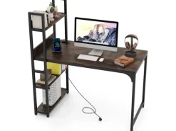 Tische^Costway Schreibtisch mit Ladestation