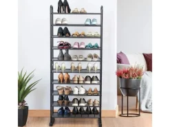 Costway Schuhregal mit 10 Ebenen mit Abnehmbarem Regal Schwarz