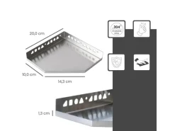 Dalsys Eckregale^Duschablage Befliesbar 200mm x 200mm Edelstahl Silber