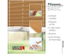 Deco-Raum Plissee Basic ohne Bohren 90x150cm Blickdicht Klemmfix