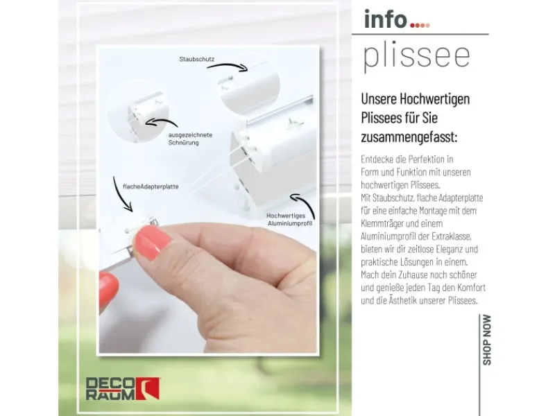 Deco-Raum Plissee Basic ohne Bohren 45x150cm Blickdicht Klemmfix