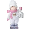 Deko Figur Winterkind mit Laterne MGO 42 cm