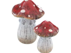Dekorative Figuren^Deko Fliegenpilz aus Keramik 11,5 cm Rot-Creme