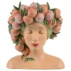 Dekorative Figuren^Deko-Aufsteller Ladykopf Pfirsich-Motiv Polyresin 23 cm Apricot