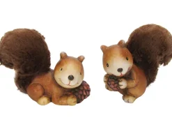 Dekorative Figuren^Dekofigur Eichhörnchen Braun 2-fach sortiert 9 cm x 12,2 cm x 6,7 cm