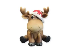 Dekofigur Elch mit Mütze 17 cm