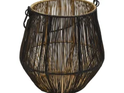 Deko-Laterne Draht aus Metall Ø 16 cm Schwarz-Gold