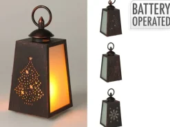 Laternen^Deko-Laterne Flamme mit LED 3-fach Sortiert 10 cm x 10 cm x 19,5 cm Schwarz
