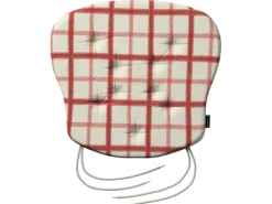 Dekoria Stuhlkissen Peter mit Bindeschnur aus Stoffkollektion Avinon in Rot-Creme in 41x 38 x 3,5 cm