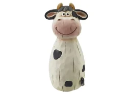 Deko-Zaunfigur Kuh Terracotta 22,5 cm Schwarz-Weiß
