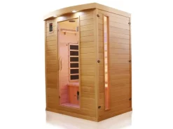 Dewello Sitzbänke^Infrarotkabine Sauna Pierson 135cm x 105cm 2 Personen Vollspektrum & Karbonstrahler Hemlock Tannenholz