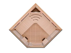 Dewello Sitzbänke^Infrarotkabine Sauna Kenora 140cm x 140cm 3 Personen Vollspektrum & Karbonstrahler Hemlock