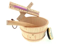 Dewello Sauna Zubehoer Set | Saunathermometer Hygrometer Sanduhr Aufguss Eimer & Saunakelle |Saunazubehoer Für Zuhause