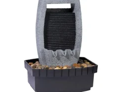 Dobar Zimmerbrunnen^Design-Zimmerbrunnen in Steinoptik mit Deko-Steinen, Wasserspiel und Pumpe