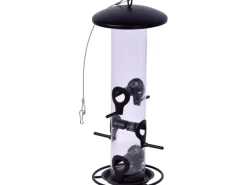 Dobar Futterspender auf Acrylglasröhre Futtersäule mit Anflugring Ø 14 x 37 cm