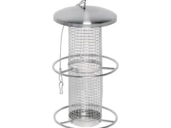 Dobar Futterspender mit Gitterröhre 14 cm x 14 cm x 26 cm Silber