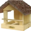 Dobar Vogelbedarf^Kleines Vogelfutterhaus mit Rindendach 20 cm x 22,5 cm x 18 cm Kiefer