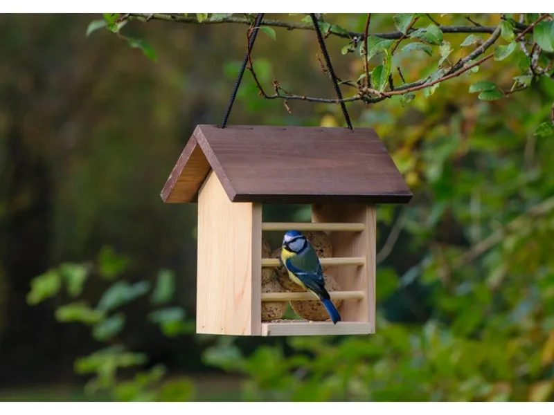 Dobar Meisenknödelhalter Kieferholz Futterstation für Wildvögel 22 x 14 x 21 cm