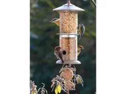 Dobar Vogelbedarf^Metall-Multifunktions-Futtersäule für Vögel 16 cm x 16 cm x 50 cm Weiß