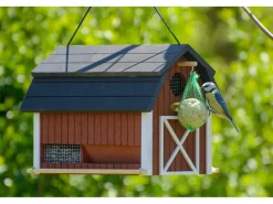 Dobar Vogelbedarf^Vogelfutterhaus Katthult 31,5 cm x 22 cm x 24 cm Rot-Schwarz