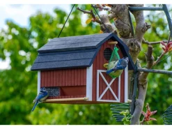 Dobar Vogelbedarf^Vogelfutterhaus Katthult 31,5 cm x 22 cm x 24 cm Rot-Schwarz