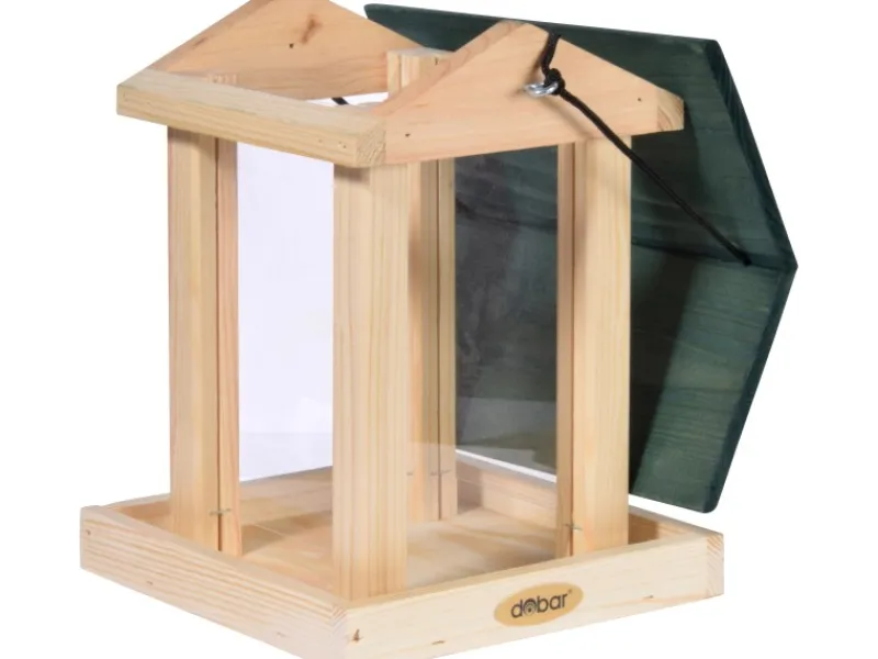 Dobar Vogelfutterstation mit Acrylglas-Futtersilo 22 cm x 25 cm x 28 cm Grün