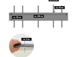 DuneDesign Kissen^2 Bierbank Auflagen zum Wenden 220 x 25 x 2 cm inkl. 12 Bodenschoner
