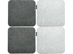 DuneDesign Kissen^4 Eckige Sitzkissen aus Filz 35 x 35 cm in Grau und Hellgrau