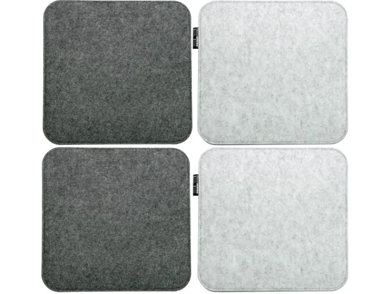 DuneDesign Kissen^4 Eckige Sitzkissen aus Filz 35 x 35 cm in Grau und Hellgrau