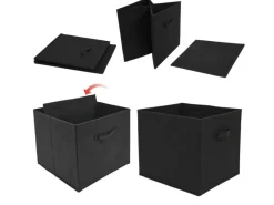 DuneDesign Regale Schwarz|Sitzbänke^Aufbewahrungsbox für Kallax Regal 33 x 38 x 33 cm 4er Set mit Griff