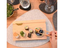 DuneDesign Ostern^4er Set Japanisches Sushi Brett 27 x 16 x 4 cm mit Schälchen