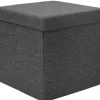 DuneDesign Hocker^Faltbarer Sitzwürfel 38 x 38 x 38 cm mit Stauraum Dunkelgrau