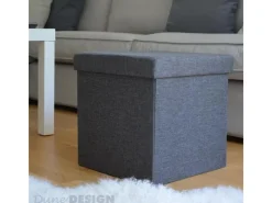 DuneDesign Hocker^Faltbarer Sitzwürfel 38 x 38 x 38 cm mit Stauraum Dunkelgrau