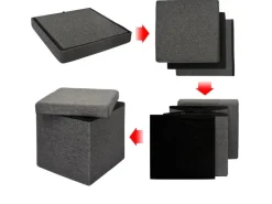 DuneDesign Hocker^Faltbarer Sitzwürfel 38 x 38 x 38 cm mit Stauraum Dunkelgrau