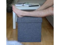 DuneDesign Hocker^Faltbarer Sitzwürfel 38 x 38 x 38 cm mit Stauraum Dunkelgrau