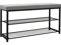 DuneDesign Sitzbänke^Schuhregal mit Sitzbank 95 x 33 x 52 cm Hellgrau