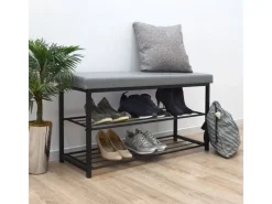 DuneDesign Sitzbänke^Schuhregal mit Sitzbank 95 x 33 x 52 cm Hellgrau