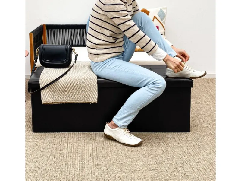 DuneDesign Sitzbank mit 120L Stauraum 110 x 38 x 38 cm in Schwarz