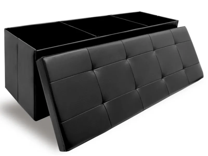 DuneDesign Sitzbank mit 120L Stauraum 110 x 38 x 38 cm in Schwarz