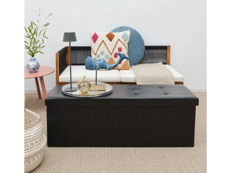 DuneDesign Sitzbank mit 120L Stauraum 110 x 38 x 38 cm in Schwarz