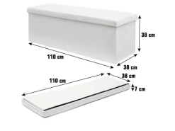 DuneDesign Sitzbänke|Garderoben^Sitzbank mit 120L Stauraum 110 x 38 x 38 cm in Weiß