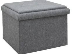 DuneDesign Sitzhocker mit Stauraum 56 x 56 x 40 aus Filz Grau