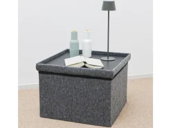 DuneDesign Sitzhocker mit Stauraum 56 x 56 x 40 aus Filz Grau