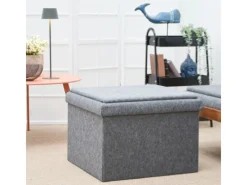 DuneDesign Sitzhocker mit Stauraum 56 x 56 x 40 aus Filz Grau