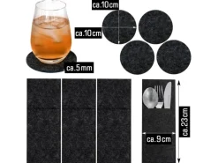 DuneDesign Tischdecken^Tischset für 4 Personen aus Filz 43 x 30 cm Anthrazit