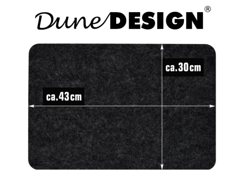DuneDesign Tischdecken^Tischset für 4 Personen aus Filz 43 x 30 cm Anthrazit