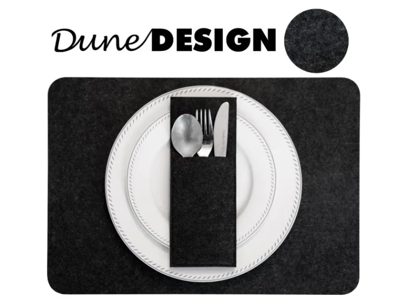 DuneDesign Tischdecken^Tischset für 4 Personen aus Filz 43 x 30 cm Anthrazit